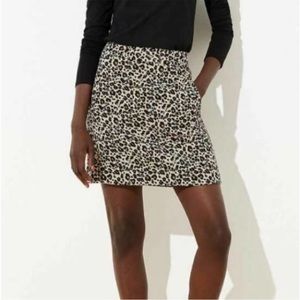 NWT Loft Leopard‎ Print Jacquard Mini Skirt w/ Pockets Tan Black Back Zip 4